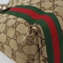 GUCCI GG Canvas Web Sherry Line Handtas Beige Goud 162898 Auth BSZ007-14