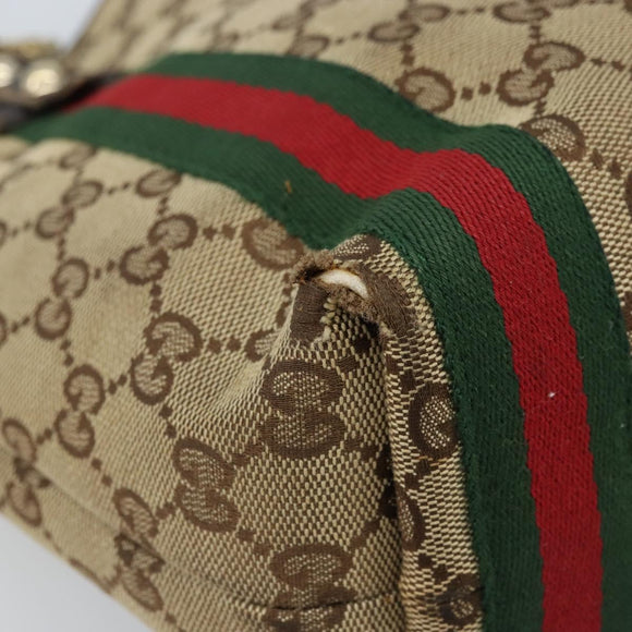 GUCCI GG Canvas Web Sherry Line Handtas Beige Goud 162898 Auth BSZ007