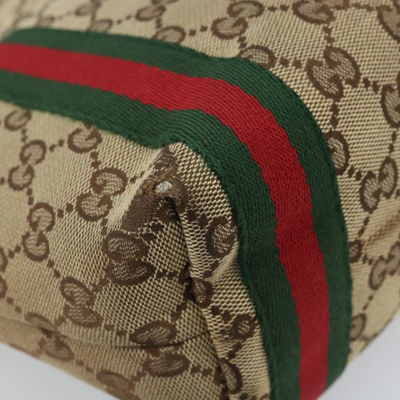 GUCCI GG Canvas Web Sherry Line Handtas Beige Goud 162898 Auth BSZ007