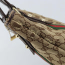 GUCCI GG Canvas Web Sherry Line Handtas Beige Goud 162898 Auth BSZ007-10