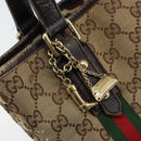 GUCCI GG Canvas Web Sherry Line Handtas Beige Goud 162898 Auth BSZ007-17