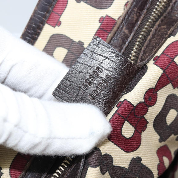 GUCCI GG Canvas Web Sherry Line Handtas Beige Goud 162898 Auth BSZ007