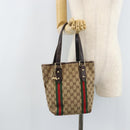 GUCCI GG Canvas Web Sherry Line Handtas Beige Goud 162898 Auth BSZ007-25