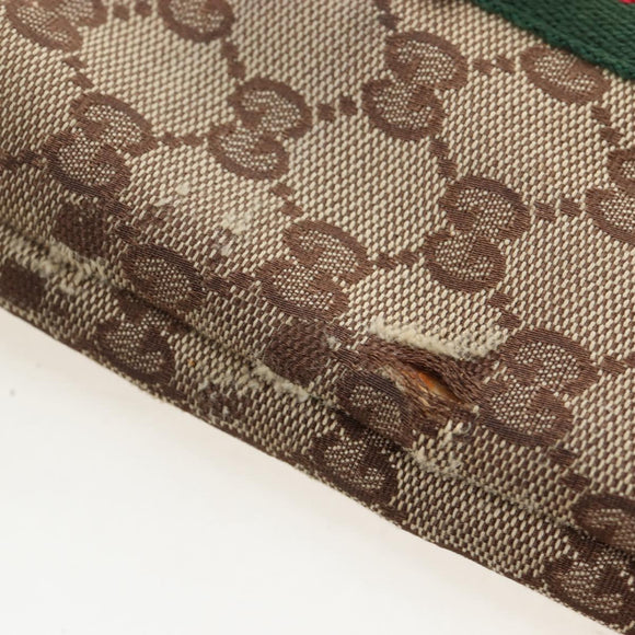GUCCI GG Canvas Web Sherry Line Handtas Beige Goud 162898 Auth BSZ007