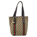 GUCCI GG Canvas Web Sherry Line Handtas Beige Goud 162898 Auth BSZ007-13