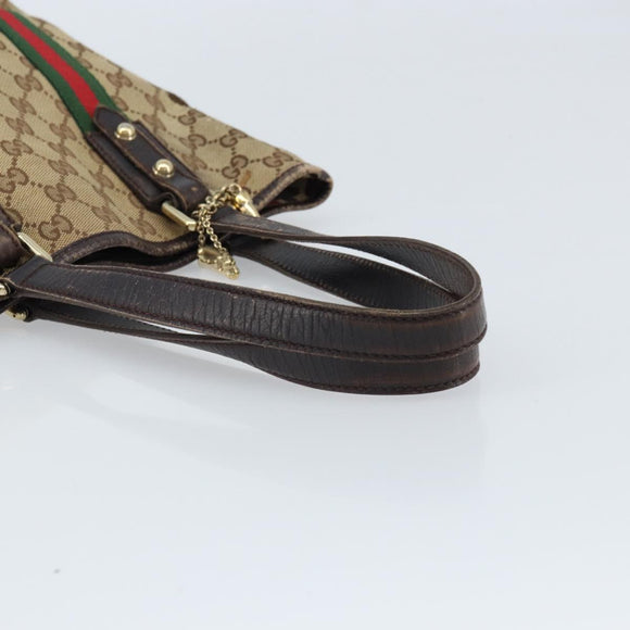GUCCI GG Canvas Web Sherry Line Handtas Beige Goud 162898 Auth BSZ007