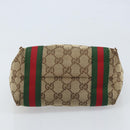 GUCCI GG Canvas Web Sherry Line Handtas Beige Goud 162898 Auth BSZ007-5