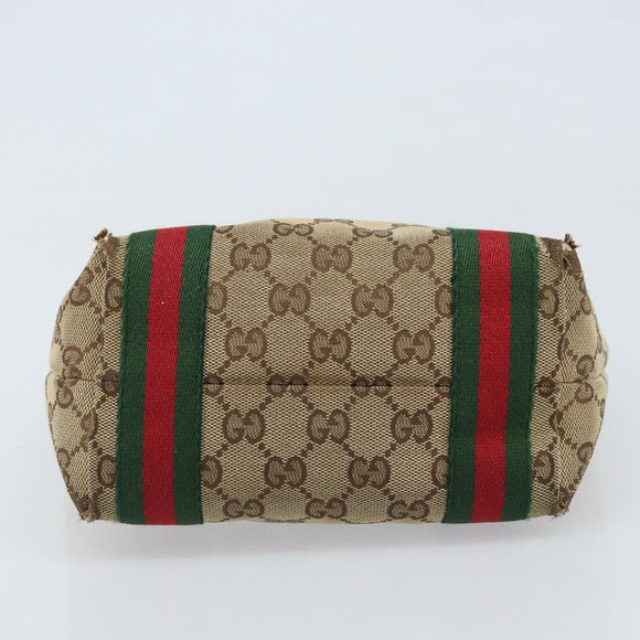 GUCCI GG Canvas Web Sherry Line Handtas Beige Goud 162898 Auth BSZ007