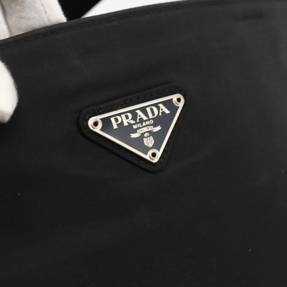 PRADA Tote Bag Nylon Black Silver Auth BSZ009