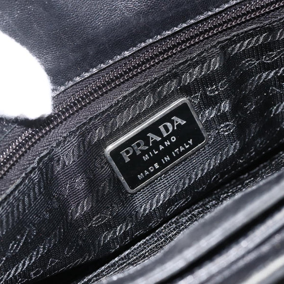 PRADA Tote Bag Nylon Black Silver Auth BSZ009