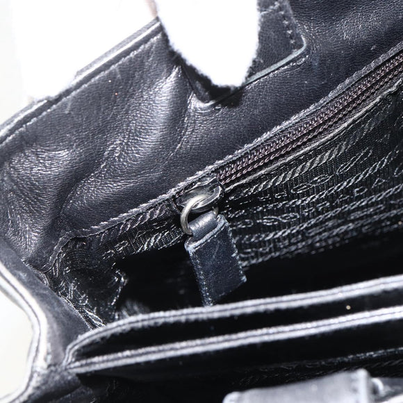 PRADA Tote Bag Nylon Black Silver Auth BSZ009