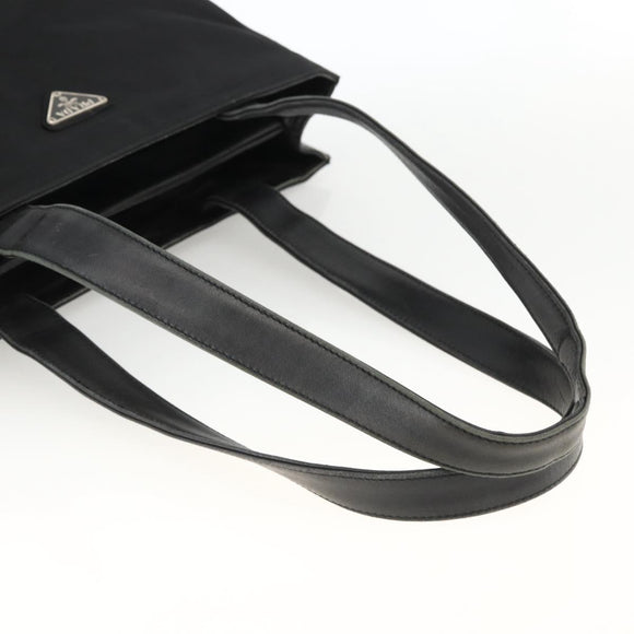 PRADA Tote Bag Nylon Black Silver Auth BSZ009