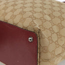 GUCCI GG Canvas Tote Bag Beige Silver 120836 Auth BSZ011-10