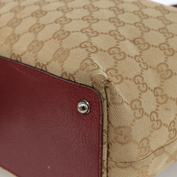 GUCCI GG Canvas Tote Bag Beige Silver 120836 Auth BSZ011