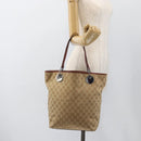 GUCCI GG Canvas Tote Bag Beige Silver 120836 Auth BSZ011-21
