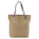 GUCCI GG Canvas Tote Bag Beige Silver 120836 Auth BSZ011-3