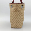 GUCCI GG Canvas Tote Bag Beige Silver 120836 Auth BSZ011-5