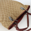 GUCCI GG Canvas Tote Bag Beige Silver 120836 Auth BSZ011-6