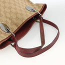GUCCI GG Canvas Tote Bag Beige Silver 120836 Auth BSZ011-7