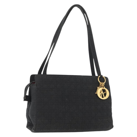 Christian Dior Lady Dior Shoulder Bag Nylon Black Gold Auth BSZ018