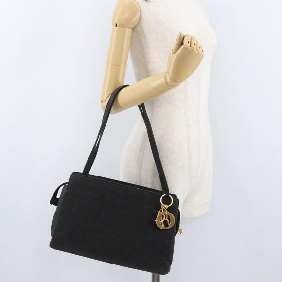 Christian Dior Lady Dior Shoulder Bag Nylon Black Gold Auth BSZ018