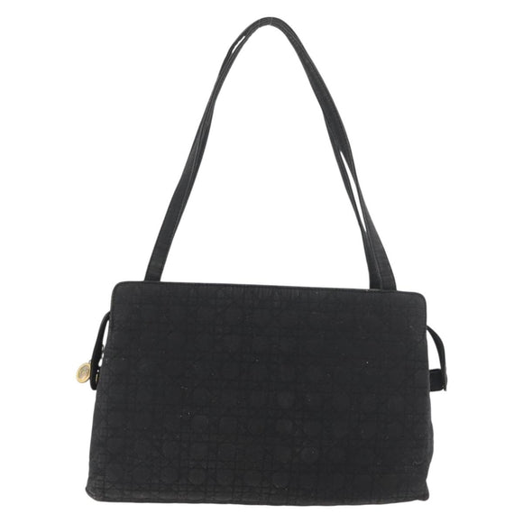 Christian Dior Lady Dior Shoulder Bag Nylon Black Gold Auth BSZ018