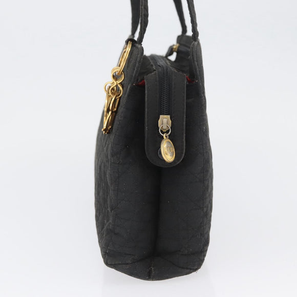 Christian Dior Lady Dior Shoulder Bag Nylon Black Gold Auth BSZ018