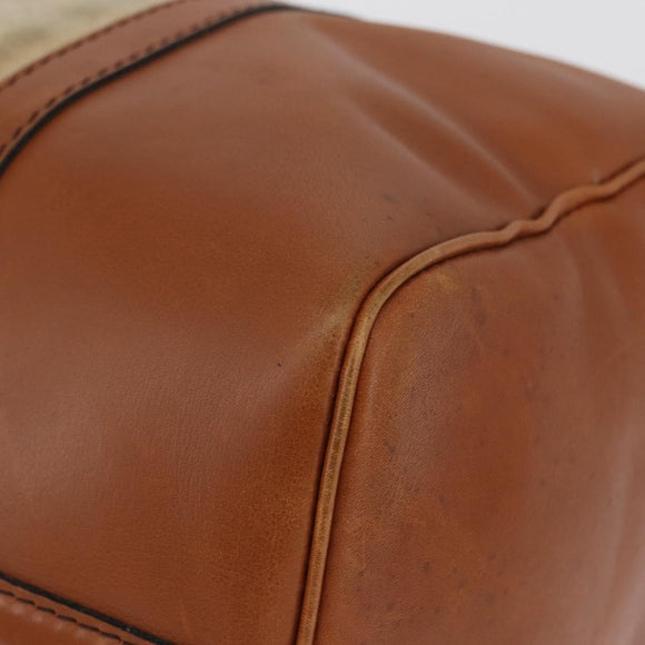Christian Dior Hand Bag Suede Leather Brown Gold Auth BSZ024