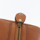 Christian Dior Hand Bag Suede Leather Brown Gold Auth BSZ024-10