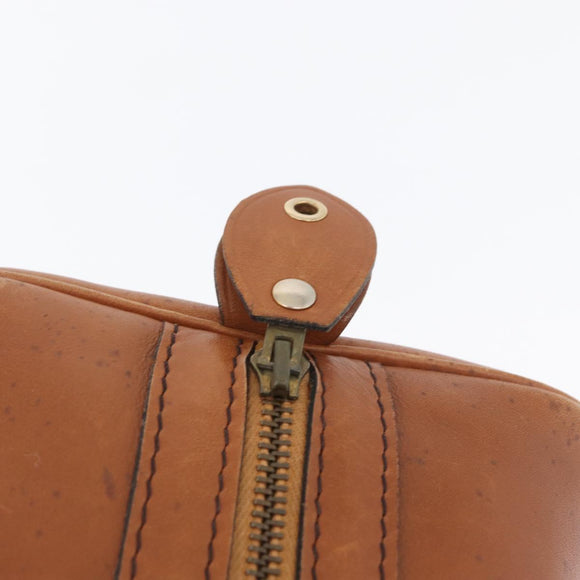 Christian Dior Hand Bag Suede Leather Brown Gold Auth BSZ024