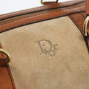 Christian Dior Hand Bag Suede Leather Brown Gold Auth BSZ024-17