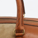 Christian Dior Hand Bag Suede Leather Brown Gold Auth BSZ024-11