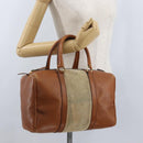 Christian Dior Hand Bag Suede Leather Brown Gold Auth BSZ024-23