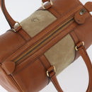 Christian Dior Hand Bag Suede Leather Brown Gold Auth BSZ024-6