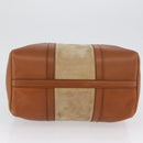 Christian Dior Hand Bag Suede Leather Brown Gold Auth BSZ024-5
