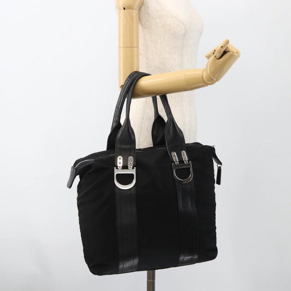 Christian Dior Tote Bag Nylon Black Silver Auth BSZ026V