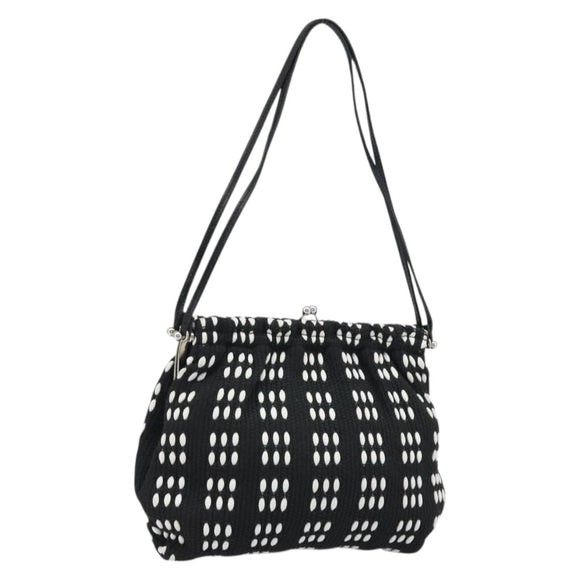 Miu Miu Shoulder Bag Canvas Black Silver Auth BSZ027