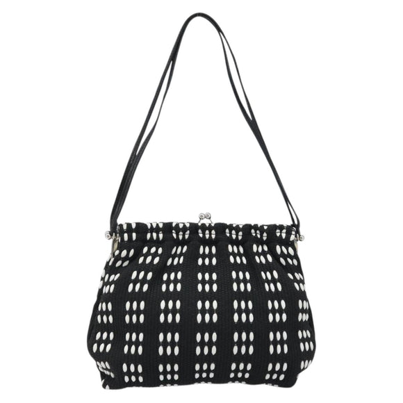 Miu Miu Shoulder Bag Canvas Black Silver Auth BSZ027