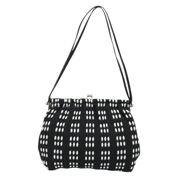 Miu Miu Shoulder Bag Canvas Black Silver Auth BSZ027