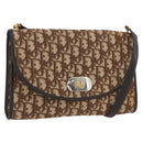 Christian Dior Trotter Canvas Shoulder Bag Brown Gold Auth BSZ029-1