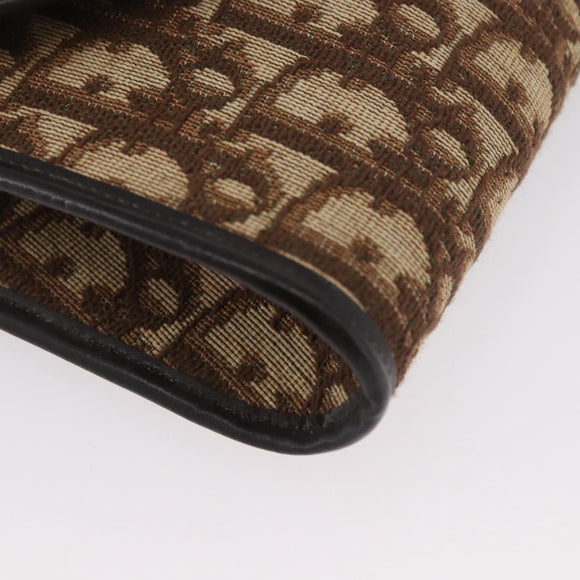 Christian Dior Trotter Canvas Shoulder Bag Brown Gold Auth BSZ029
