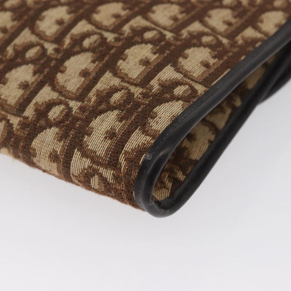 Christian Dior Trotter Canvas Shoulder Bag Brown Gold Auth BSZ029