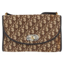 Christian Dior Trotter Canvas Shoulder Bag Brown Gold Auth BSZ029-13