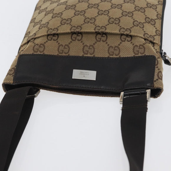 GUCCI GG Canvas Shoulder Bag Beige Silver 019 0349 Auth BSZ031A