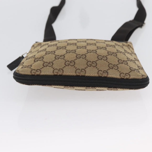 GUCCI GG Canvas Shoulder Bag Beige Silver 019 0349 Auth BSZ031A