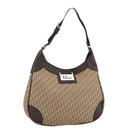 Christian Dior Trotter Canvas Schoudertas Beige Zilver Auth BSZ033SAV-1