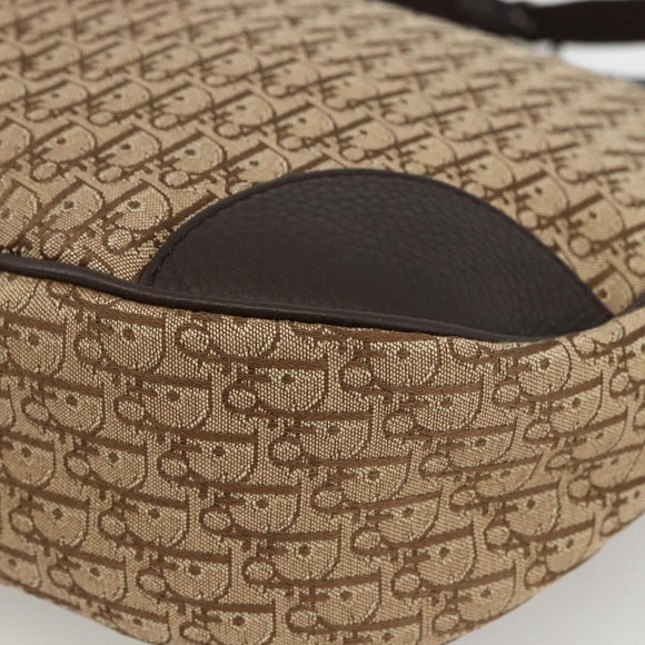 Christian Dior Trotter Canvas Schoudertas Beige Zilver Auth BSZ033SAV