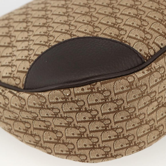 Christian Dior Trotter Canvas Schoudertas Beige Zilver Auth BSZ033SAV