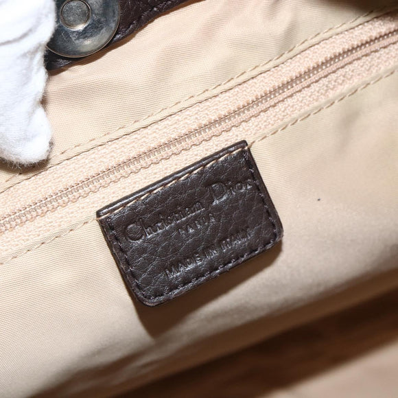Christian Dior Trotter Canvas Schoudertas Beige Zilver Auth BSZ033SAV