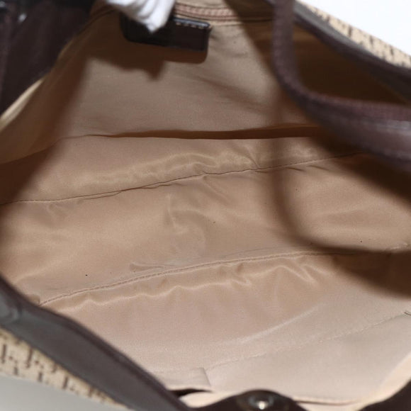 Christian Dior Trotter Canvas Schoudertas Beige Zilver Auth BSZ033SAV